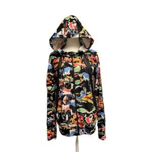 ABS Activewear Jacket Womens Large Multicolor Full Zip Hooded Stretch Workout